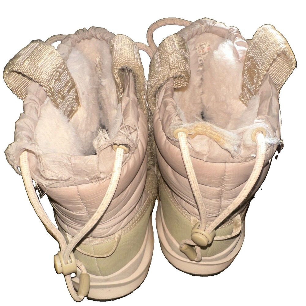 The North Face Women’s Insulated Snow Boots Faux Fur Beige Drawcord Size 10 - Picture 6 of 10